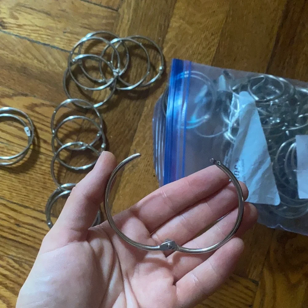 60 metallic rings curtains and shorts, pants, jeans, scarfs, belts organization